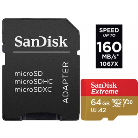 SanDisk Micro SD Extreme 64GB 160MB/s A2 V30 + Adapter